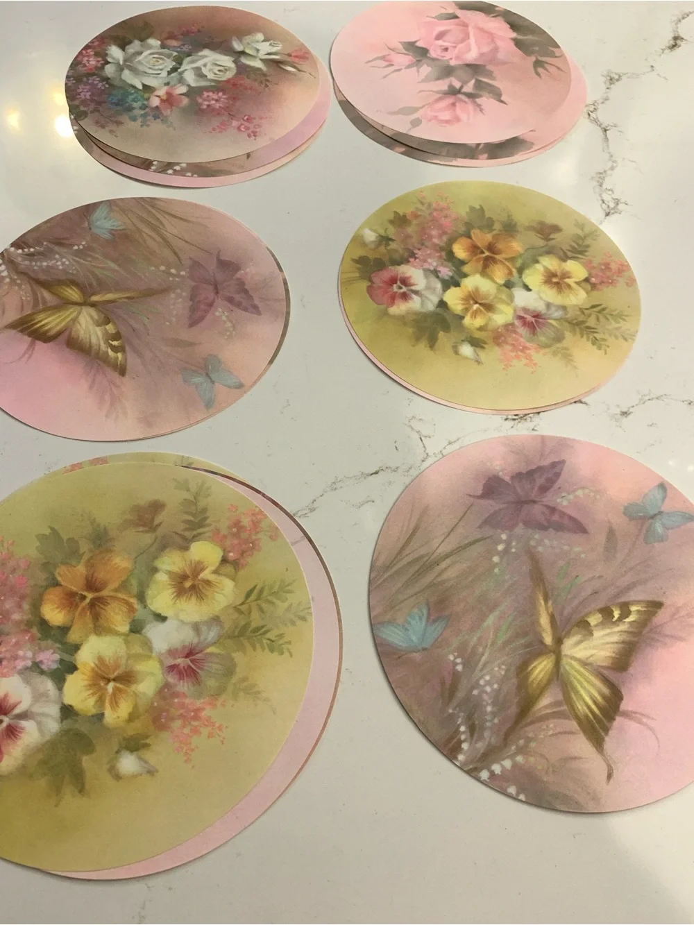 Vintage Stationary Paper Round 8” Butterfly Florals With Envelopes & Box (19)
